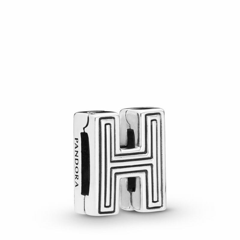 Pandora Reflexions™ Letter H Clip Charm - Sterling Silver/Silicone - Canada | YH1843NK